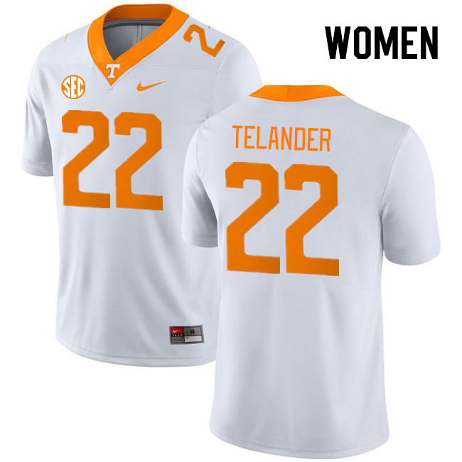 Women #22 Jeremiah Telander Tennessee Volunteers College Football Jerseys Stitched Sale-White - Click Image to Close